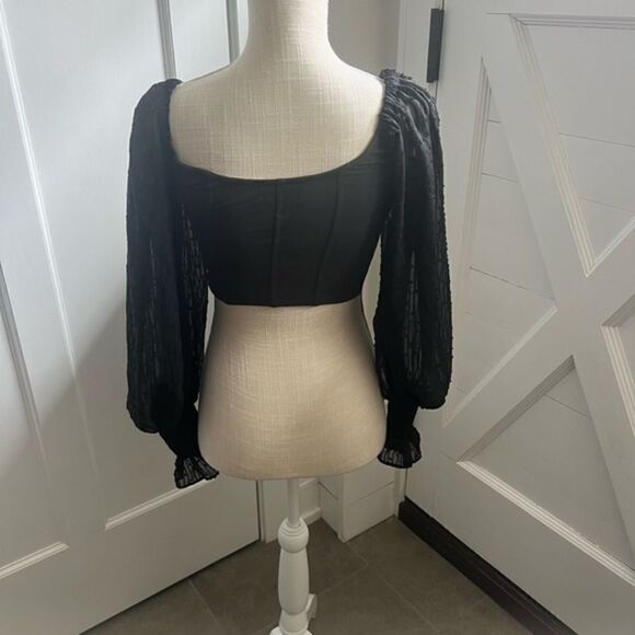 Urban Outfitters Gorgeous Black Top with Shear Gorgeous Detail Sleeves Small - Picture 13 of 16